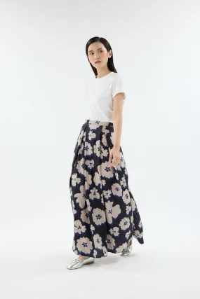 Fiora Black Printed Flare Skirt