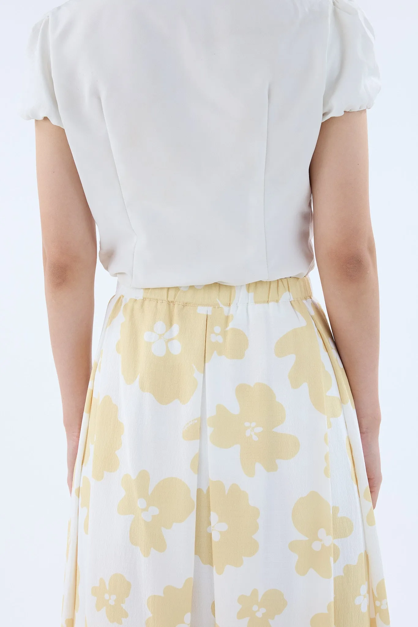 Fiora White Printed Flare Skirt