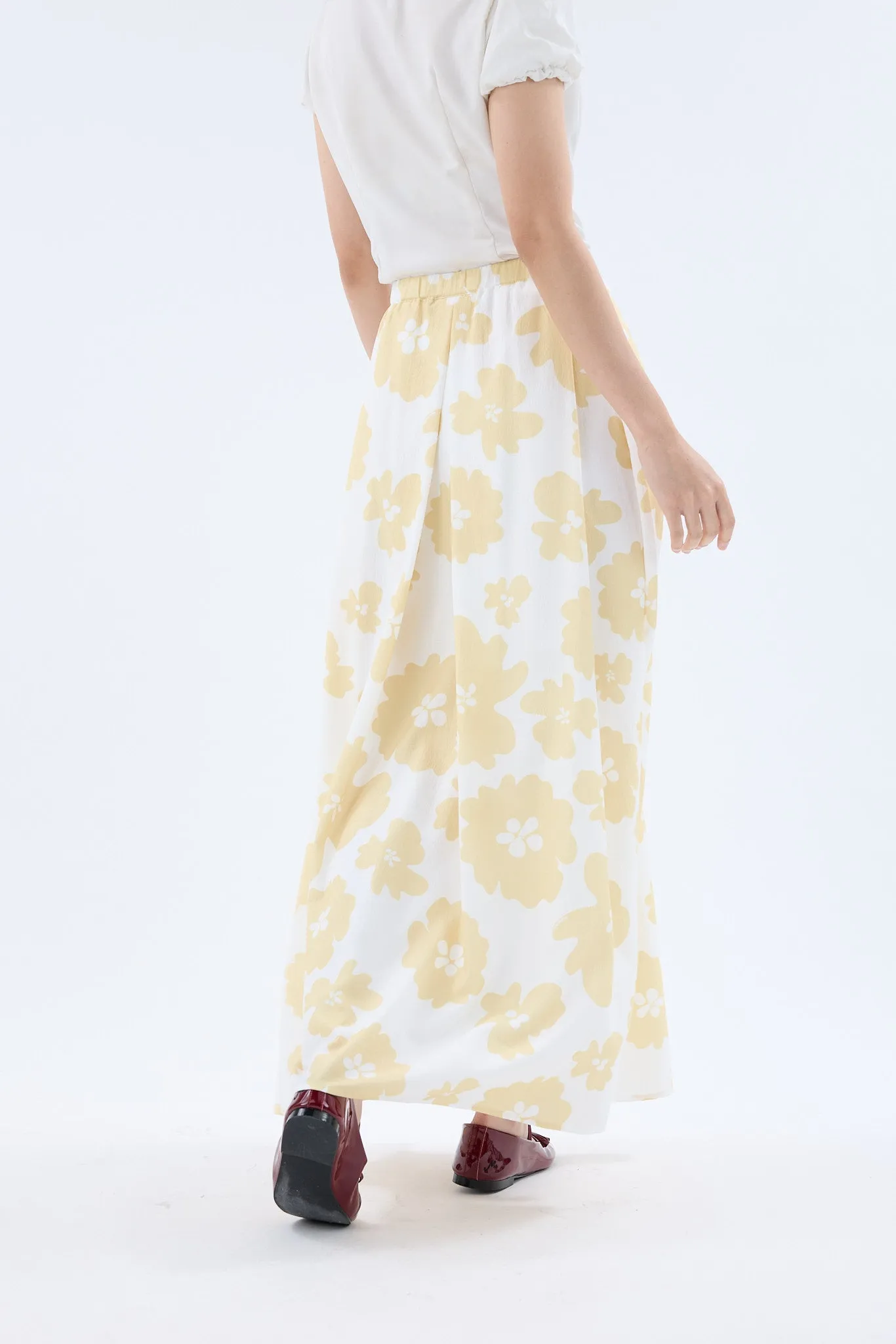 Fiora White Printed Flare Skirt
