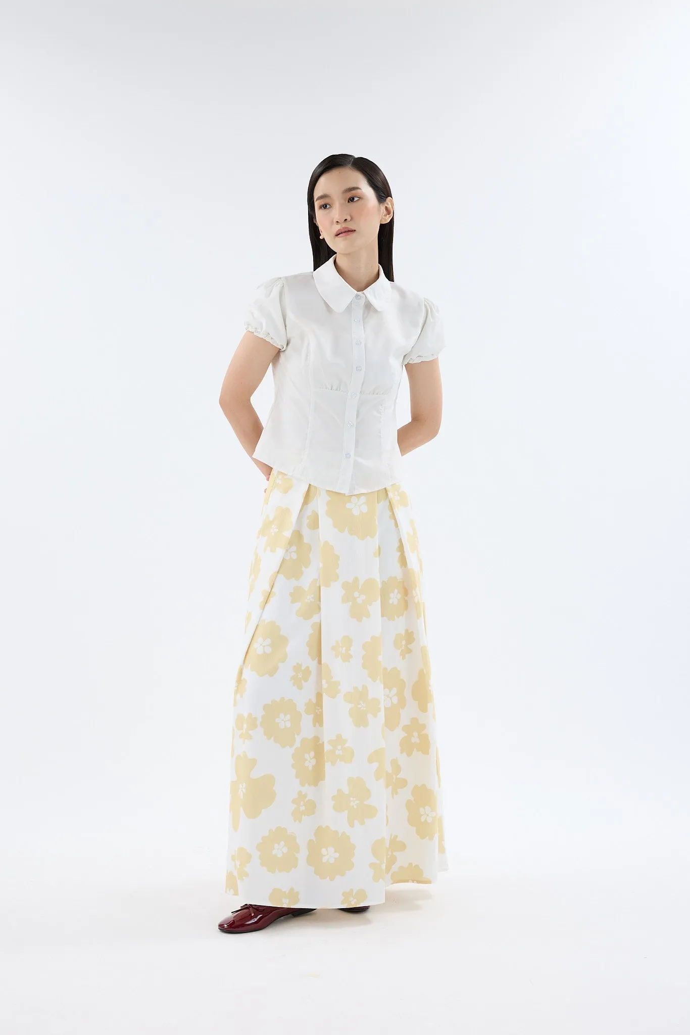Fiora White Printed Flare Skirt