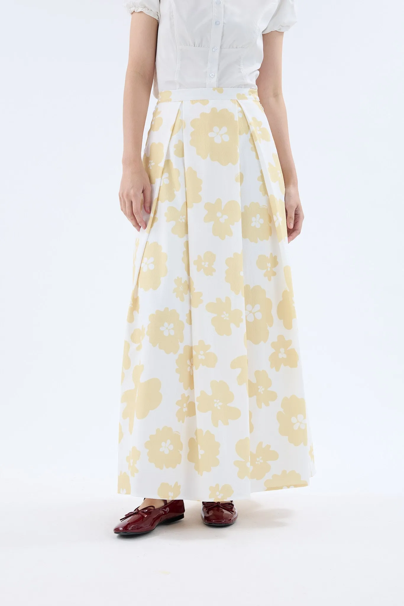 Fiora White Printed Flare Skirt