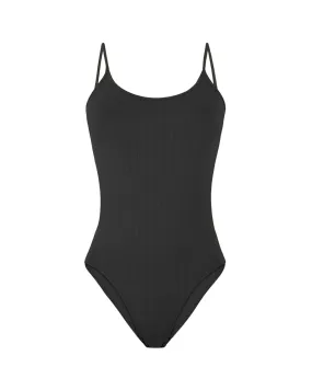 FLAT RIBBED GLORIOUS Body Swimsuit | Black