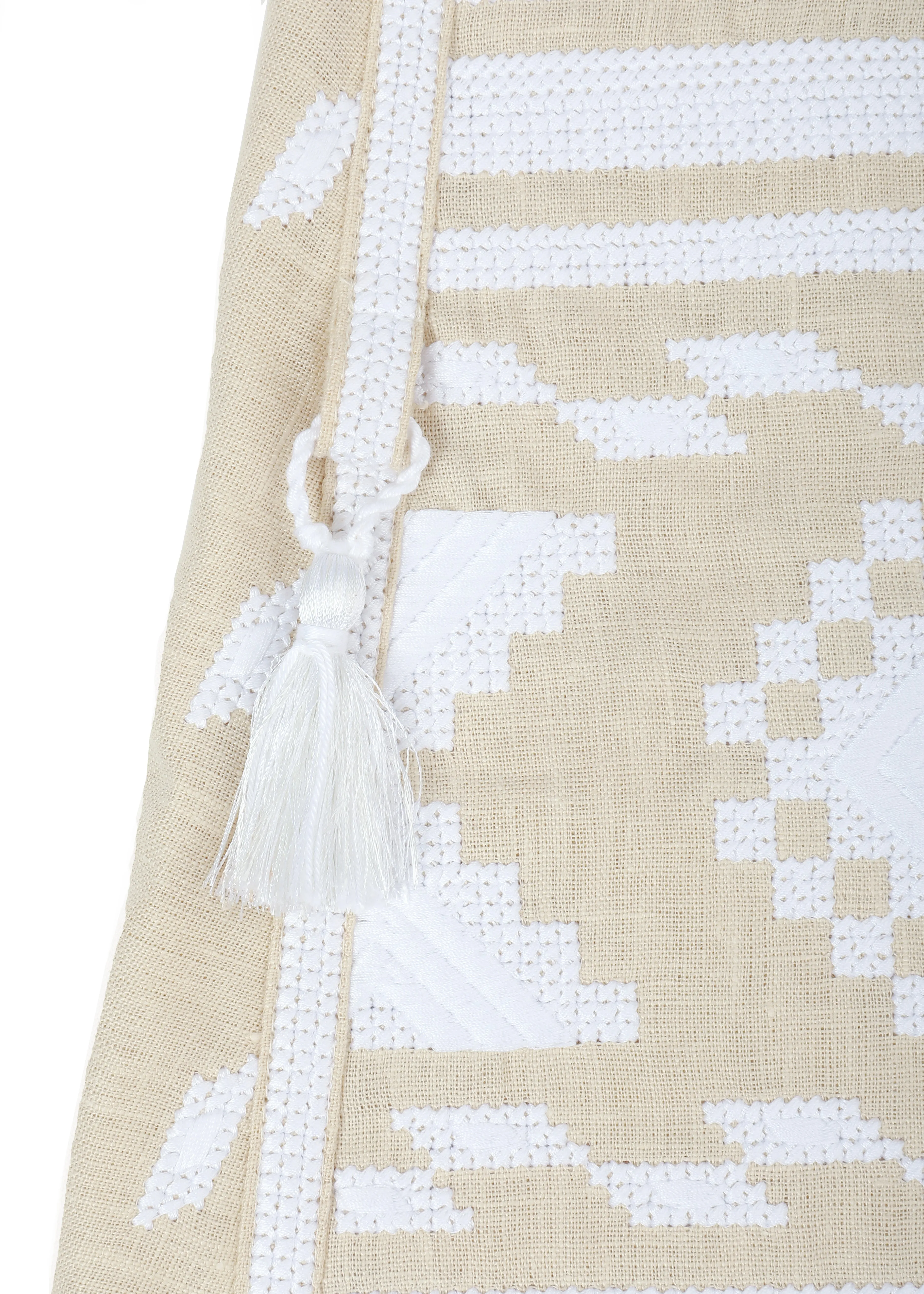 Frances Ukrainian Embroidered Skirt - Wheat, White
