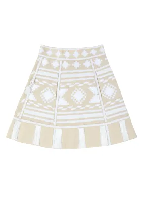 Frances Ukrainian Embroidered Skirt - Wheat, White