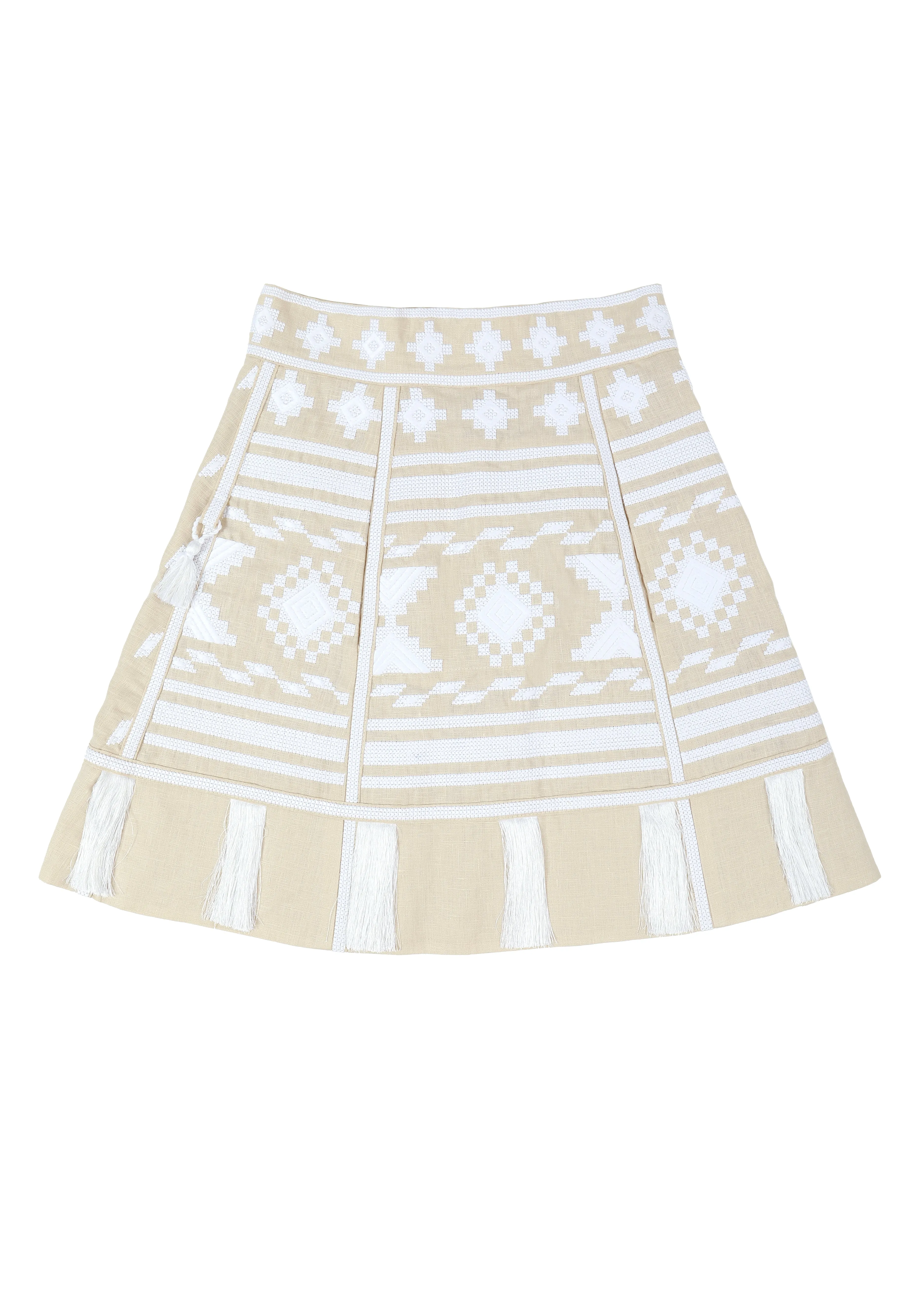 Frances Ukrainian Embroidered Skirt - Wheat, White
