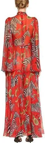 Fruit & Zebra Print Chiffon Gown