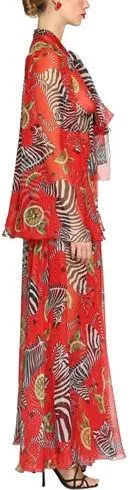 Fruit & Zebra Print Chiffon Gown