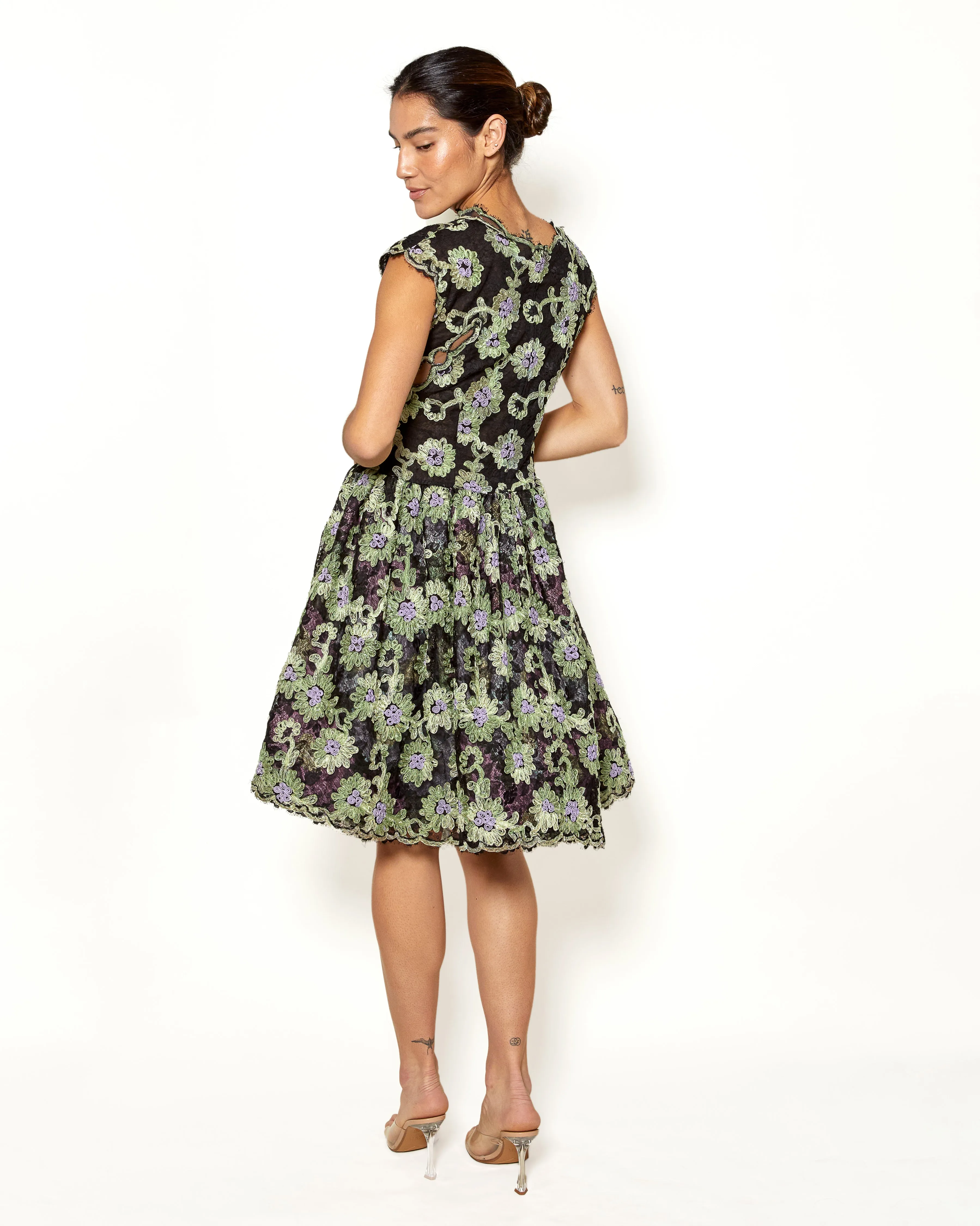 Geoffrey Beene Black Floral Lace Cocktail Dress