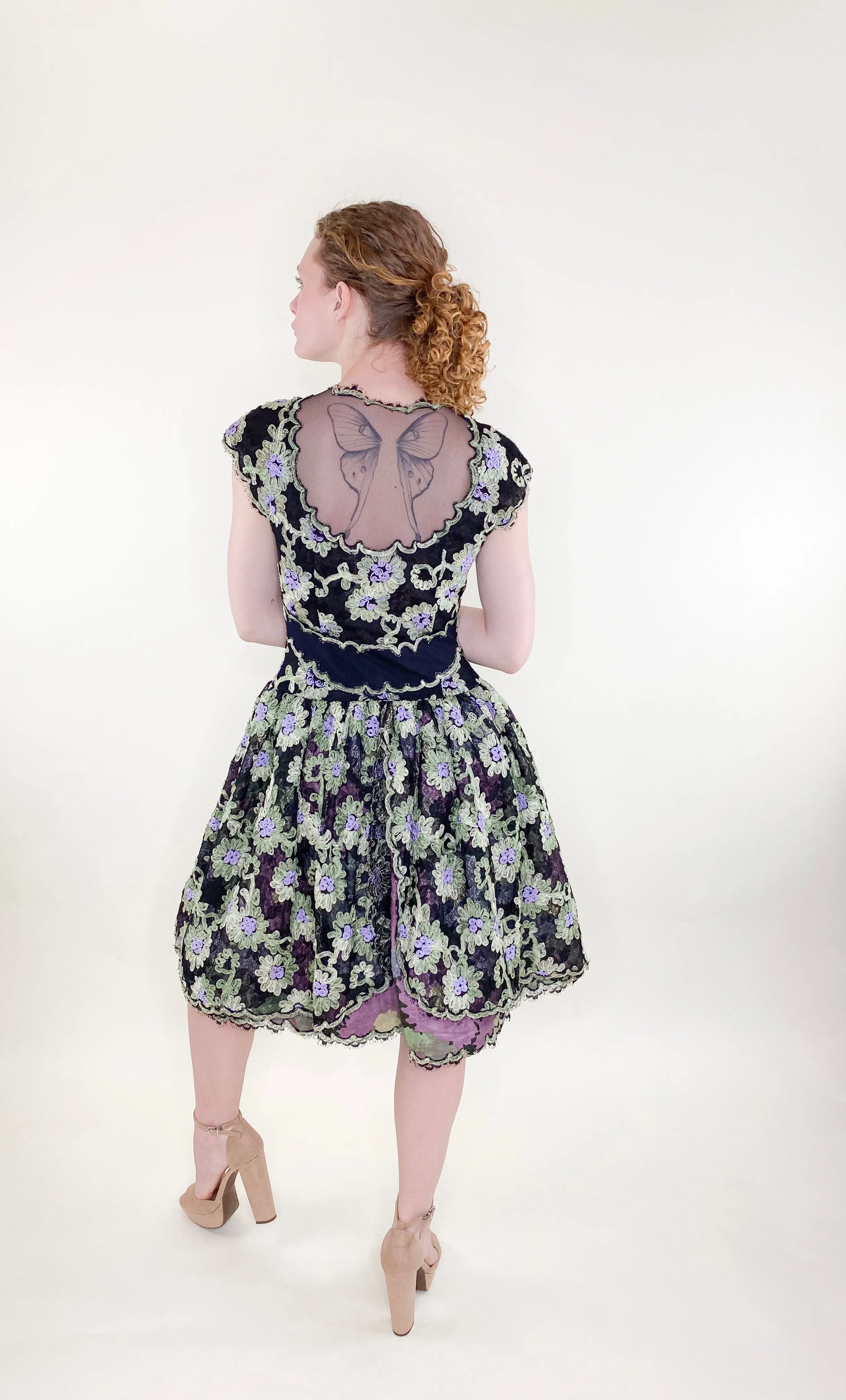 Geoffrey Beene Black Floral Lace Cocktail Dress
