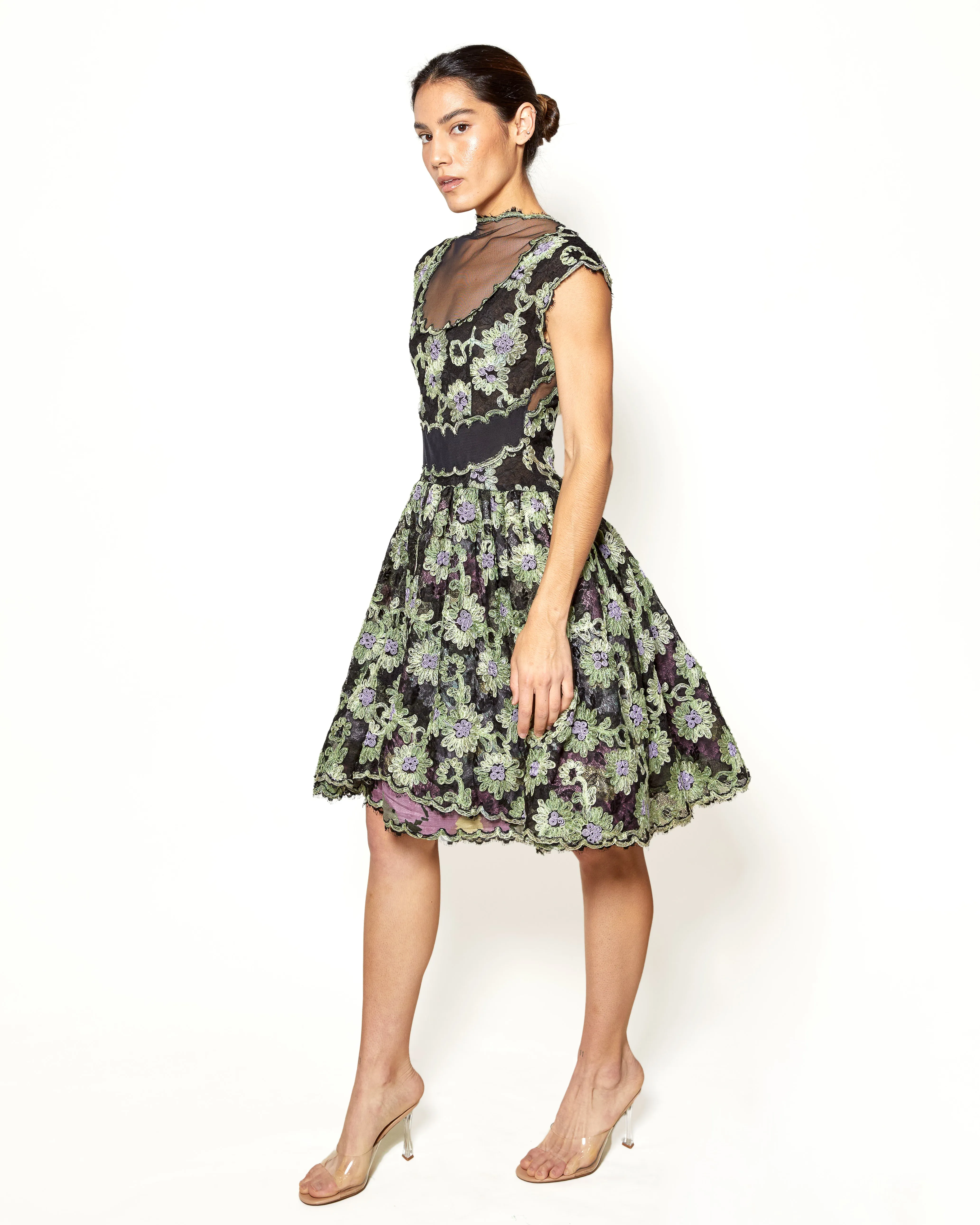 Geoffrey Beene Black Floral Lace Cocktail Dress
