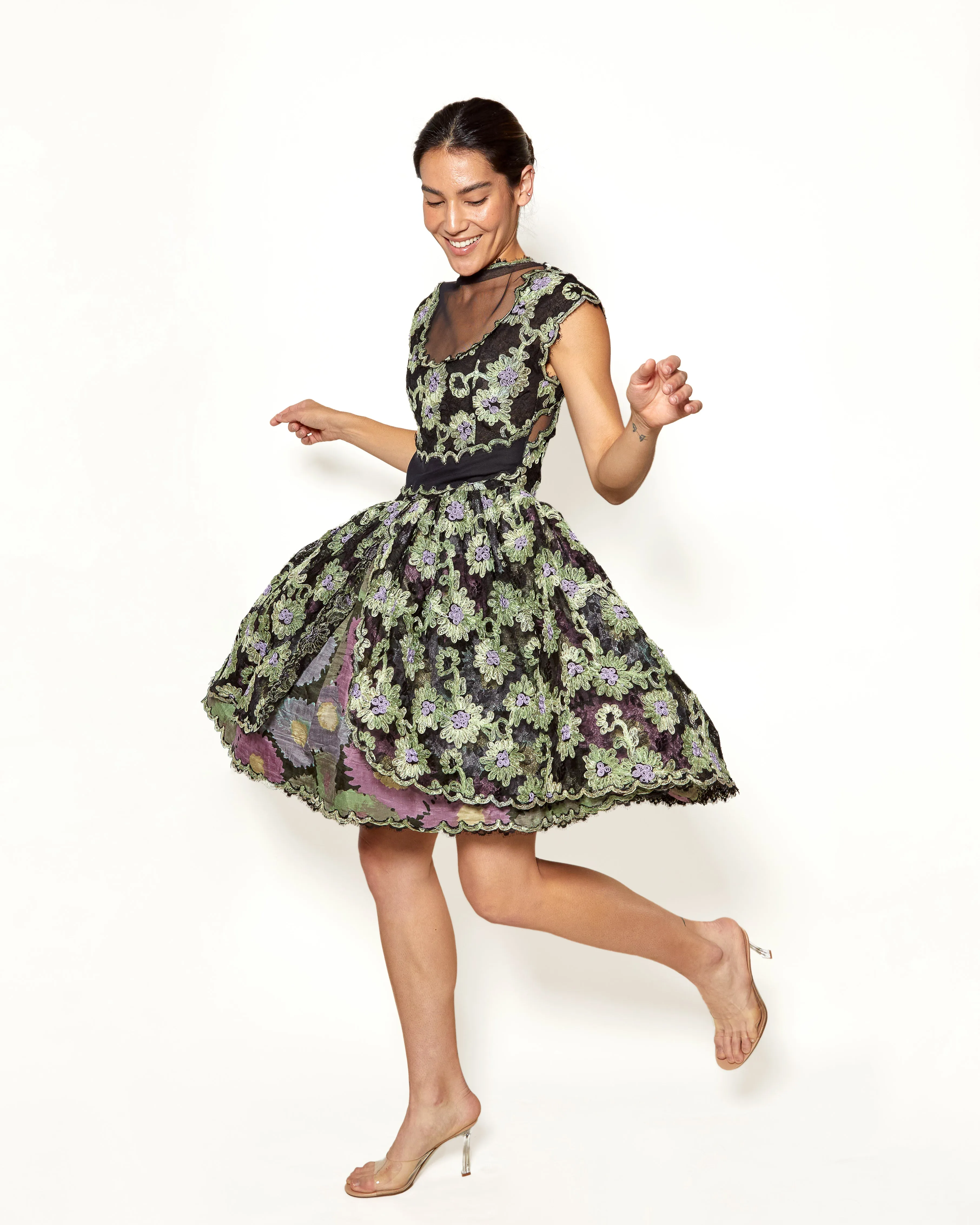 Geoffrey Beene Black Floral Lace Cocktail Dress