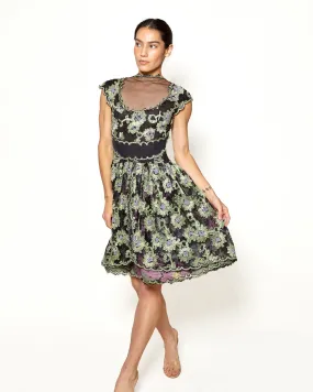 Geoffrey Beene Black Floral Lace Cocktail Dress
