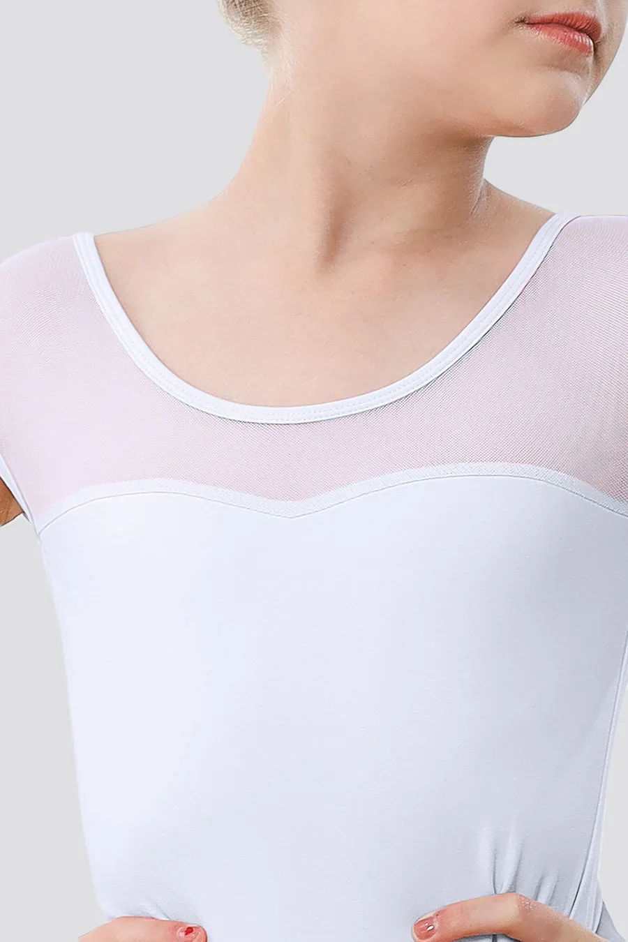 Girls Sweetheart Mesh Inserted Tank Leotard