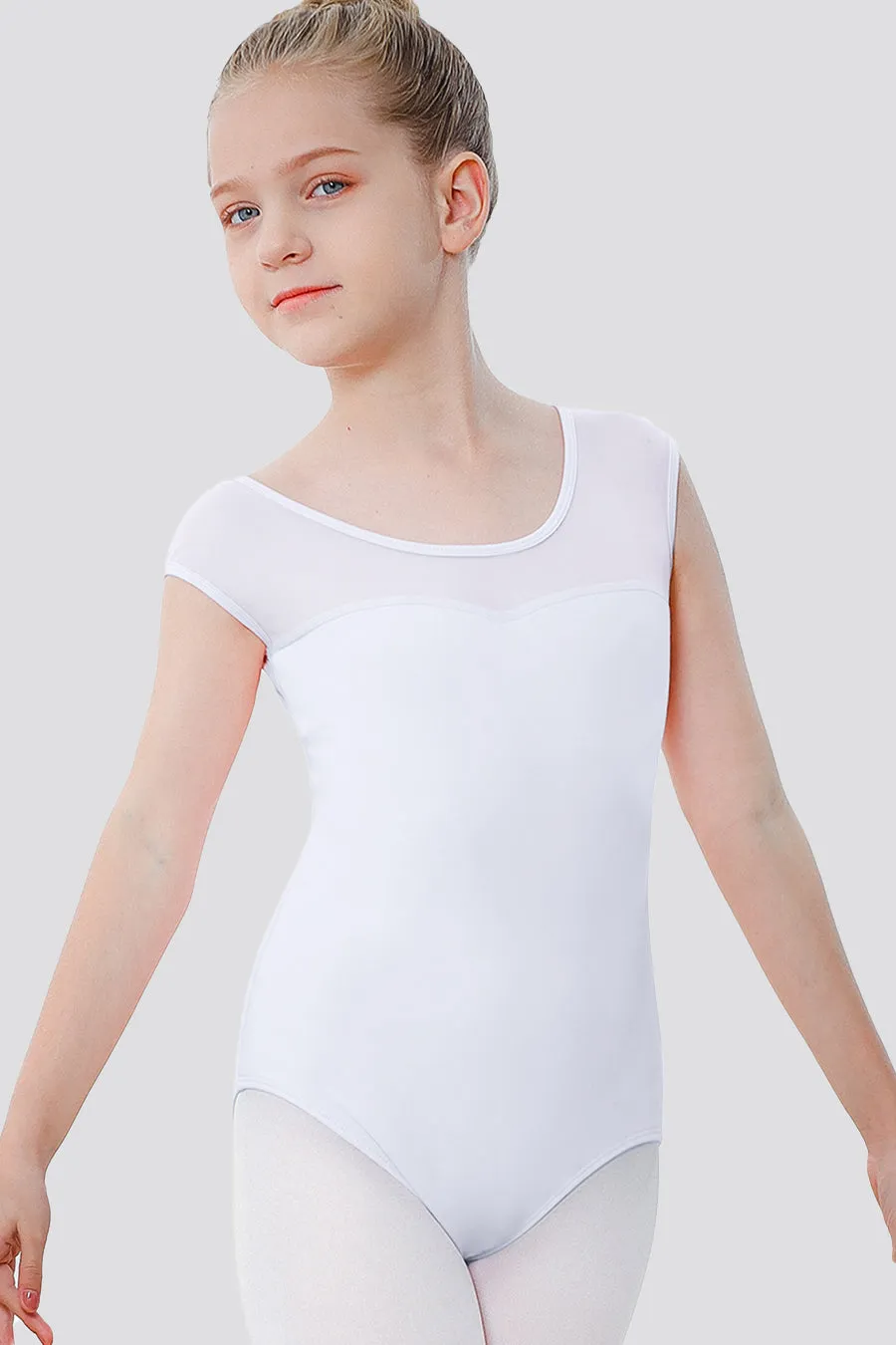 Girls Sweetheart Mesh Inserted Tank Leotard