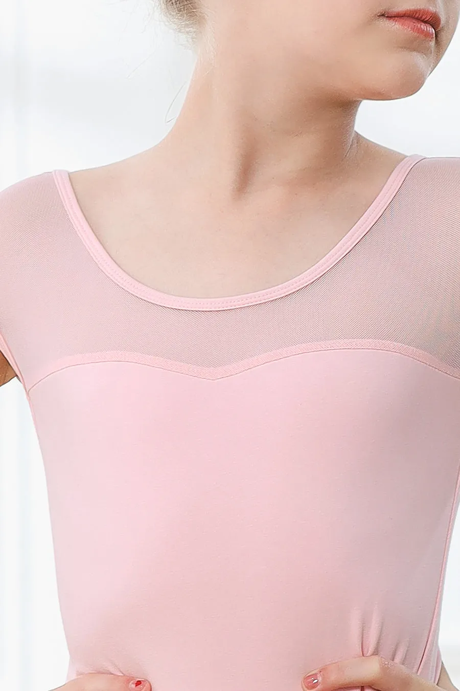 Girls Sweetheart Mesh Inserted Tank Leotard