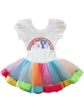 Girls White Multi My Little Pony Rainbow Ballet Dress 9M-8