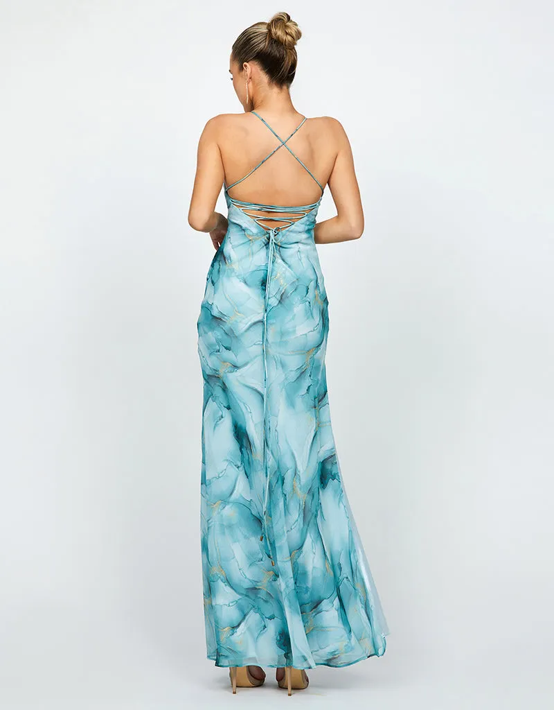 HARLEE PLUNGING CHIFFON GOWN BL69D17L