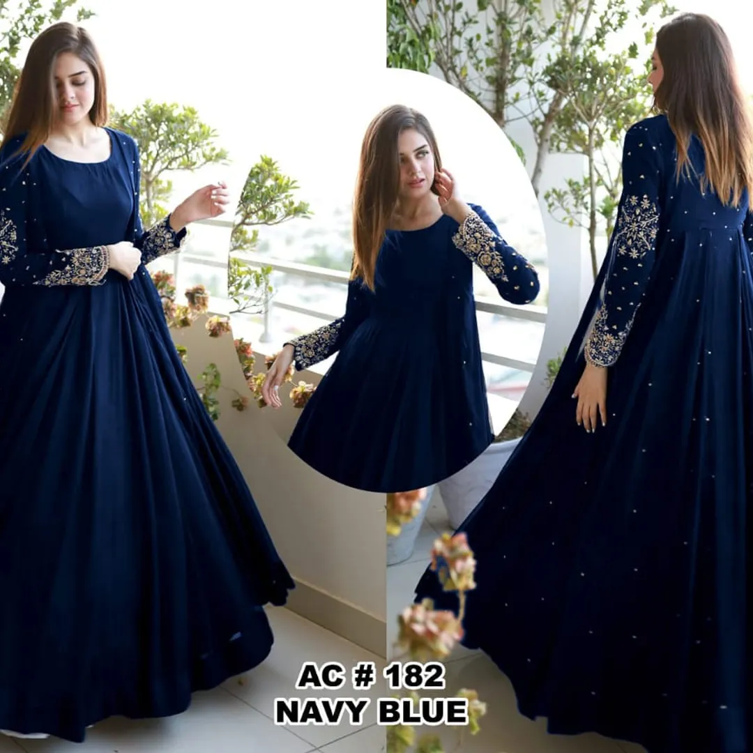 Heavy Embroidered 3pc Dress [Gown With Maxi & Trouser]