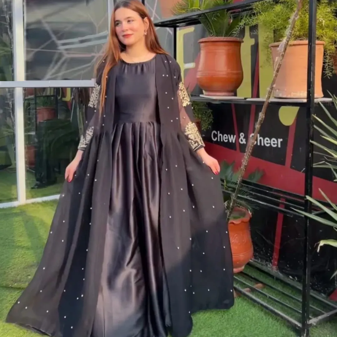 Heavy Embroidered 3pc Dress [Gown With Maxi & Trouser]