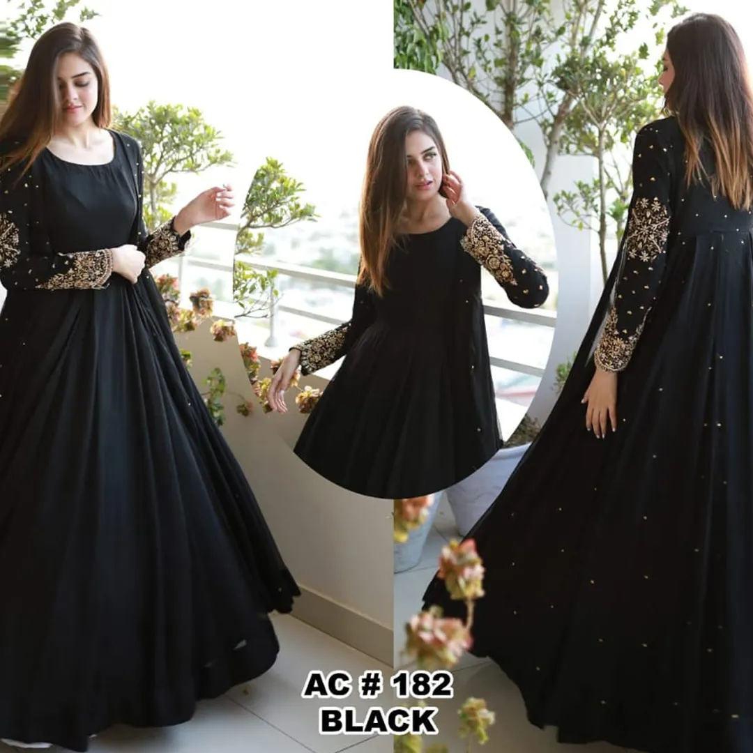 Heavy Embroidered 3pc Dress [Gown With Maxi & Trouser]