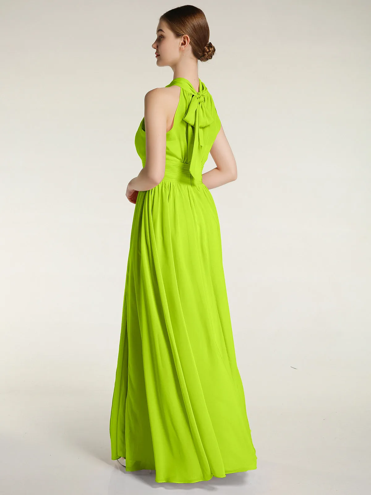 High Neck Full Length Dresses with Slit Lime Green Plus Size