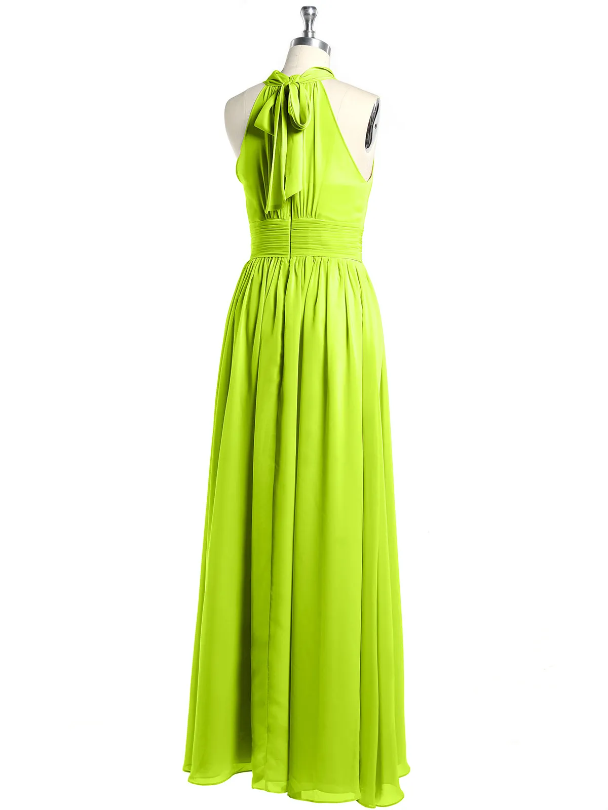 High Neck Full Length Dresses with Slit Lime Green Plus Size