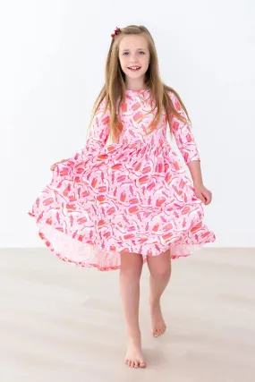 Howdy 3/4 Sleeve Pocket Twirl Dress