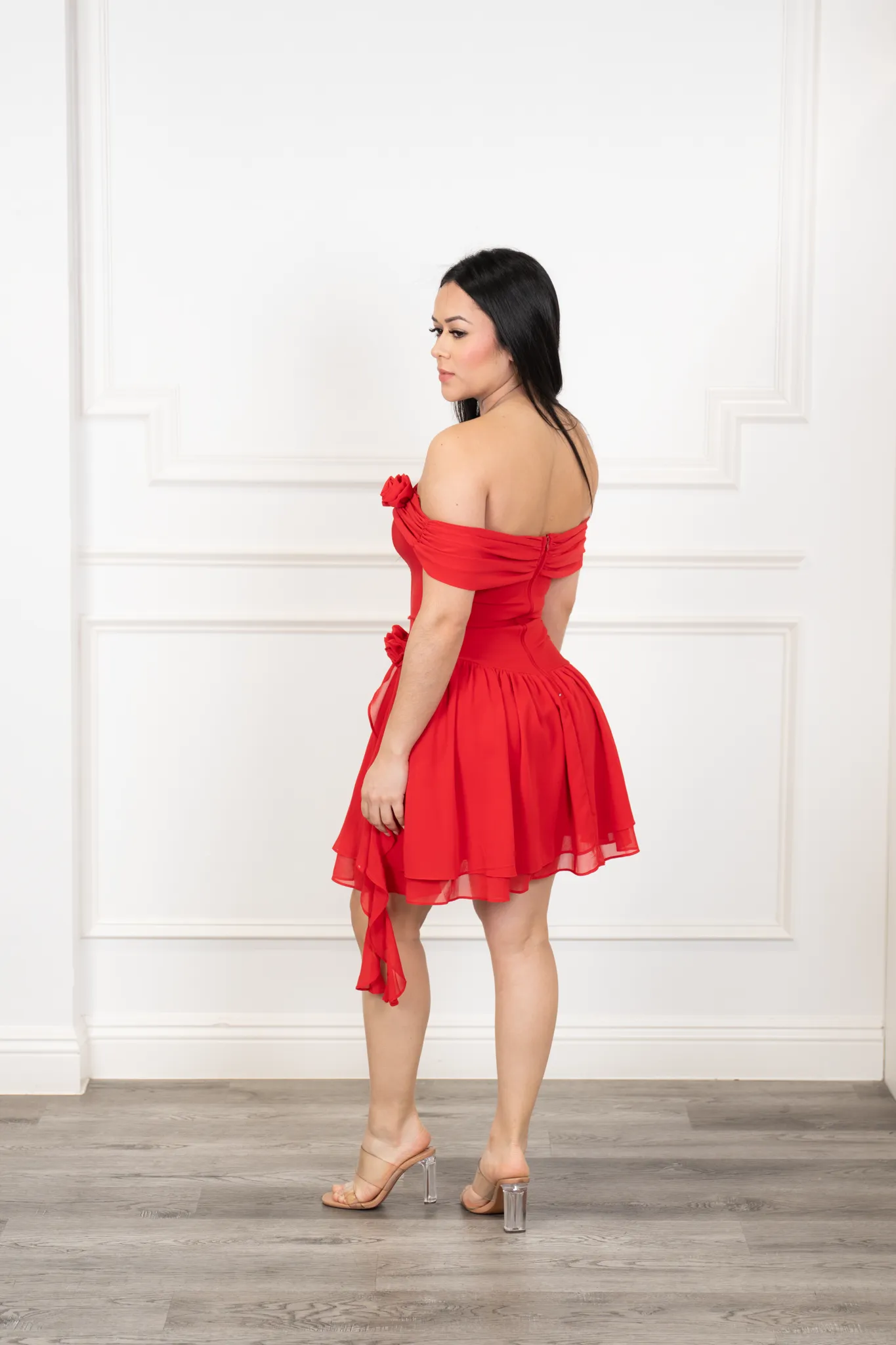 Julieta - Red Off-Shoulder Strapless Mini Dress