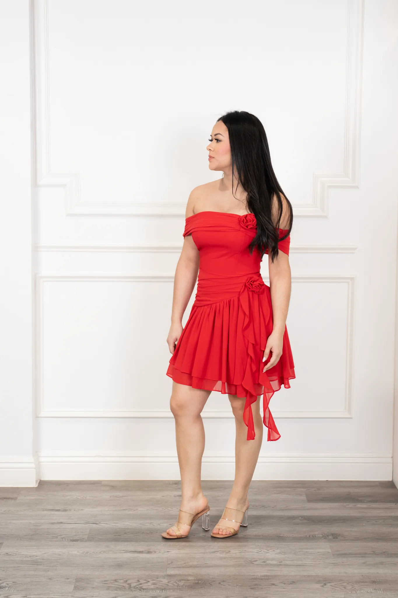 Julieta - Red Off-Shoulder Strapless Mini Dress