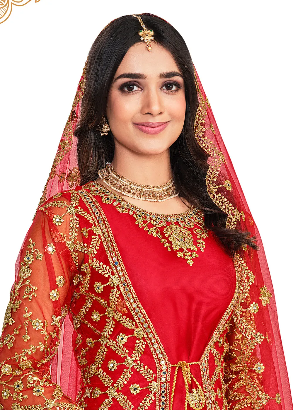 Koti Style Princely Red Patterned Festive Salwar Suit
