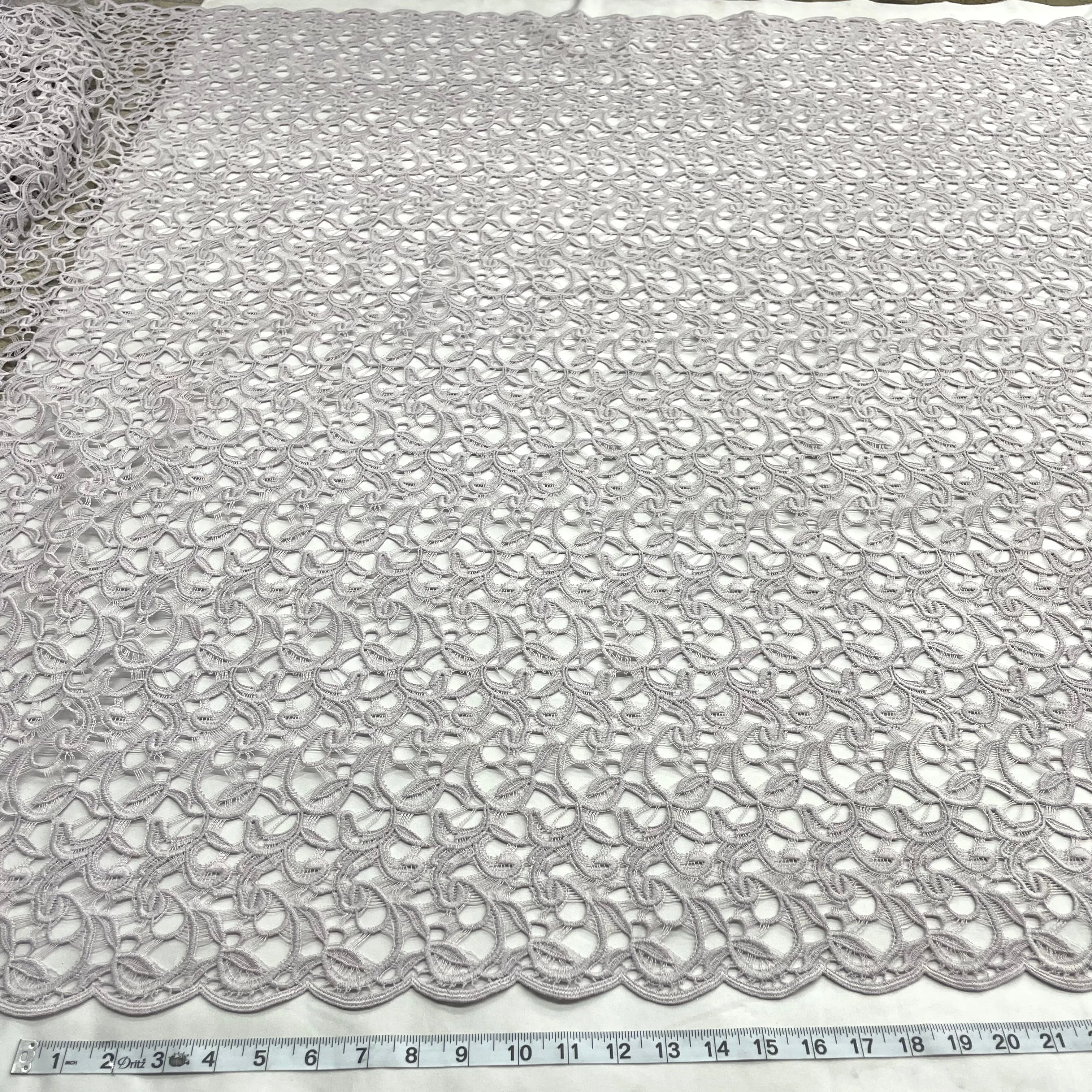 Lace Fabric Embroidered on 100% Polyester Net Mesh | Lace USA - ML-Guipure-Blush