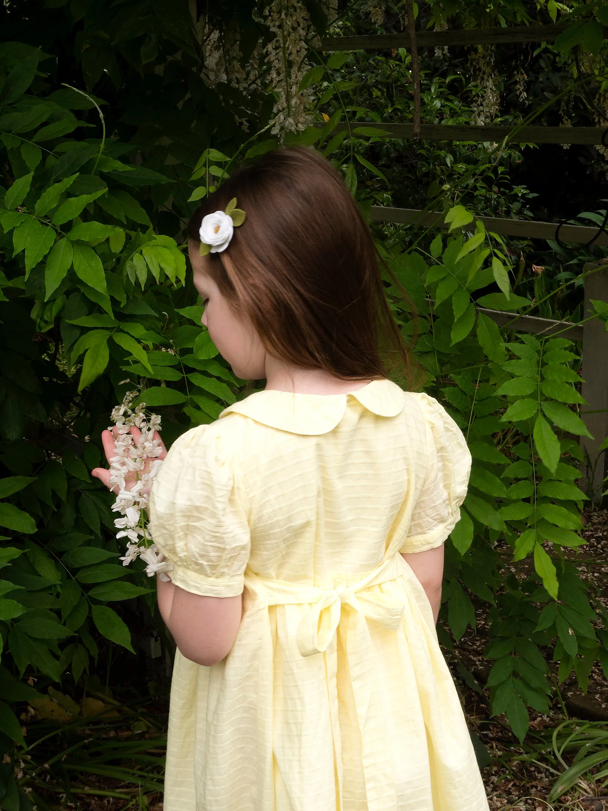 Lemon Smocked Dress With Pearl