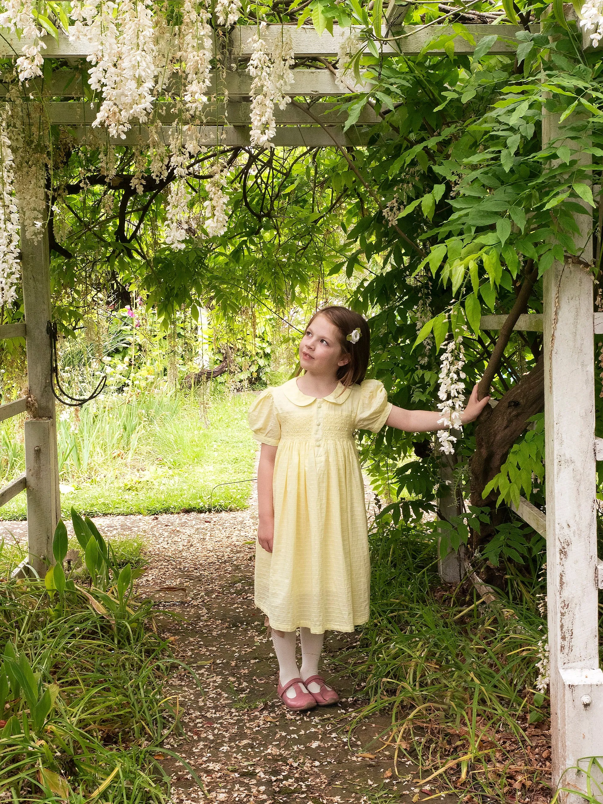 Lemon Smocked Dress With Pearl