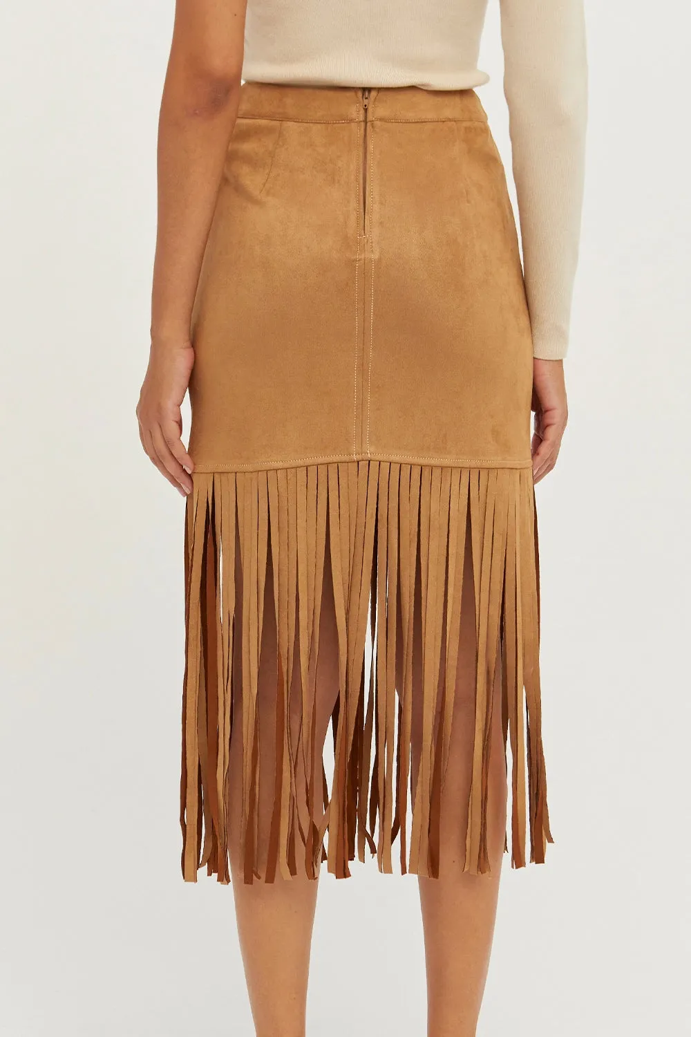 Letty Vegan Suede Fringe Skirt