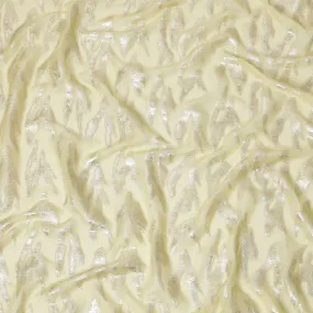 Light yellow premium pure silk chiffon fabric with gold metallic lurex in abstract design-D16874