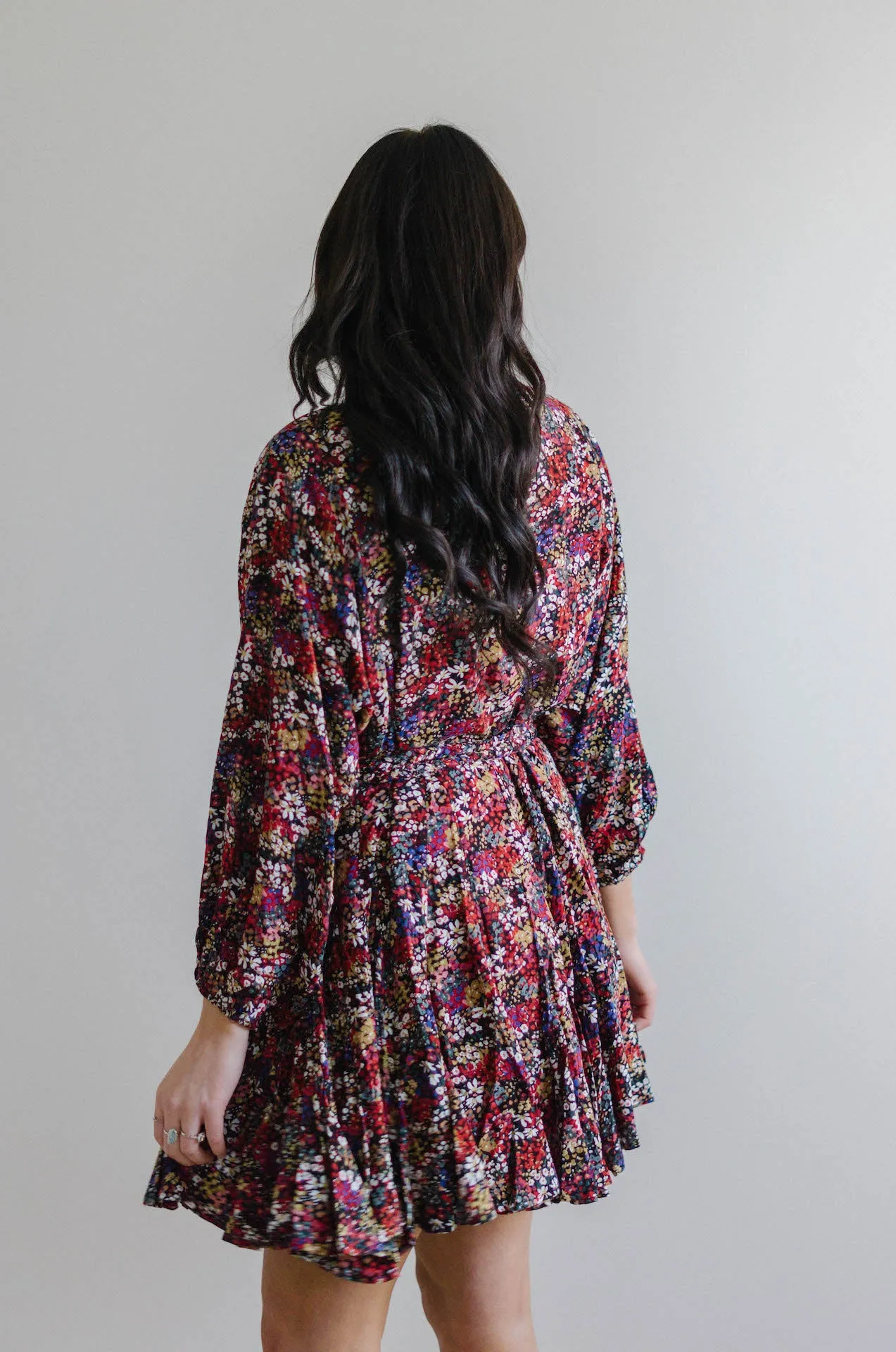 Lue Multicolor Floral Pleated Mini Dress