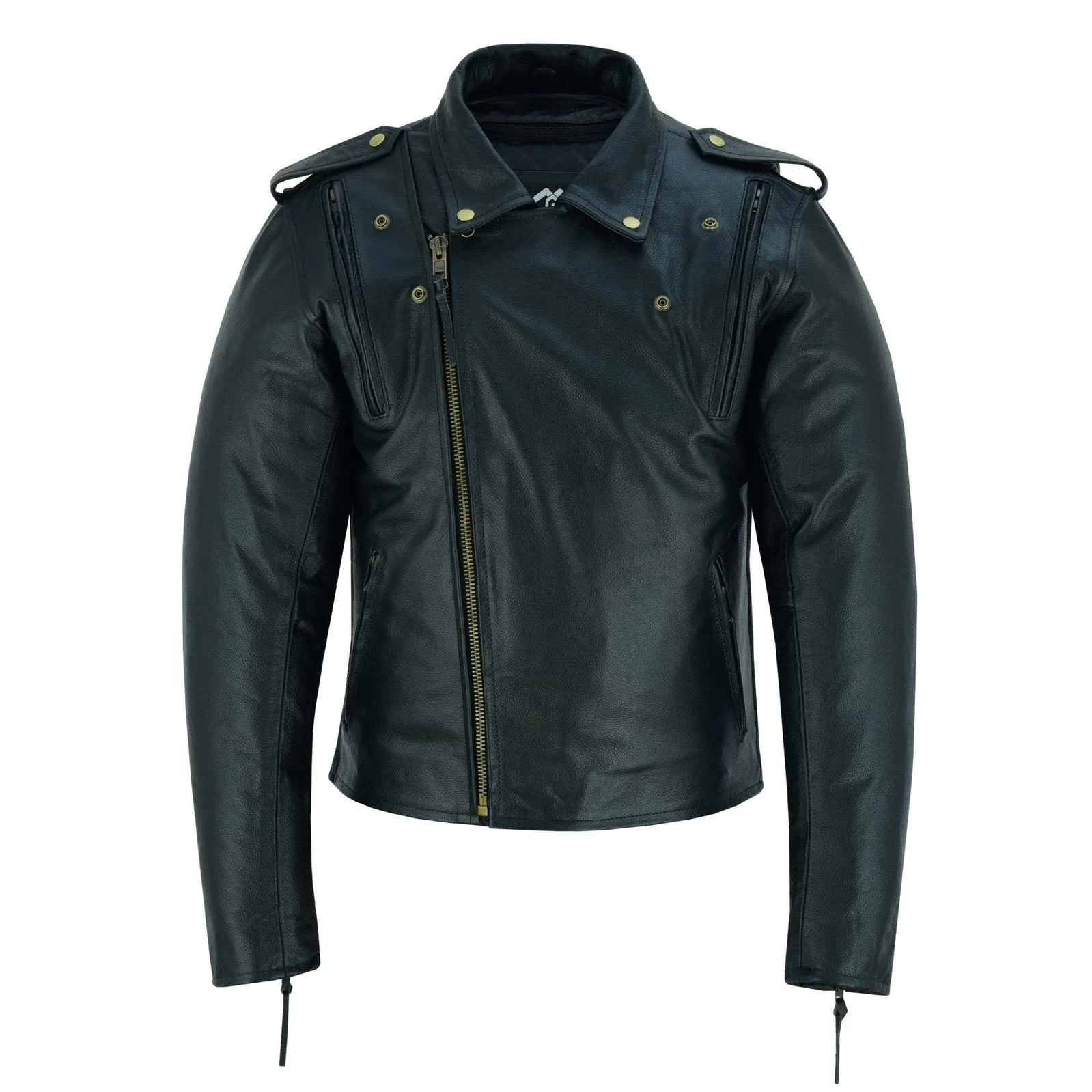Men's Cool Rider Black Vented Premium Leather Motorcycle Jacket