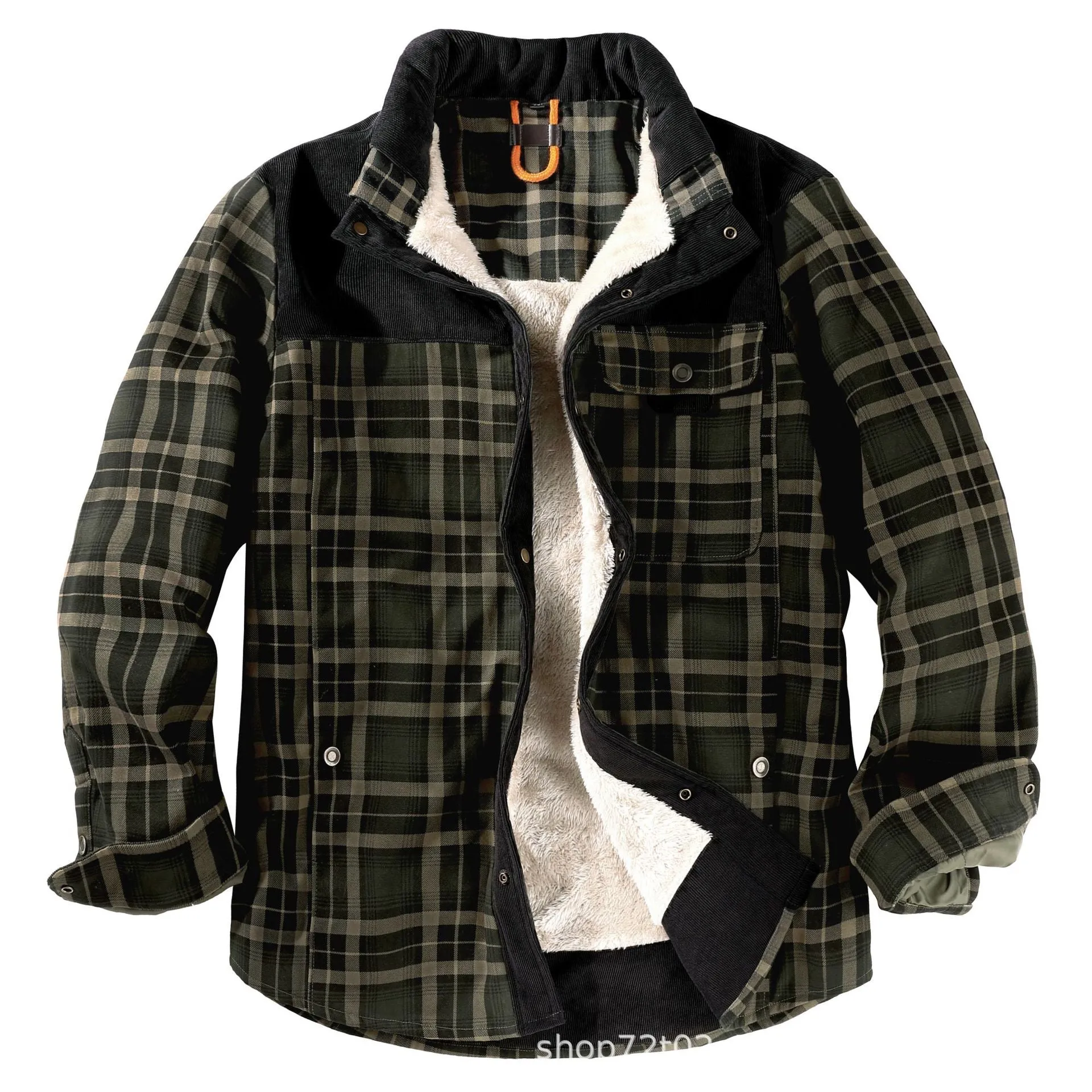 Men's  Winter Plaid Sherpa Lined Jacket