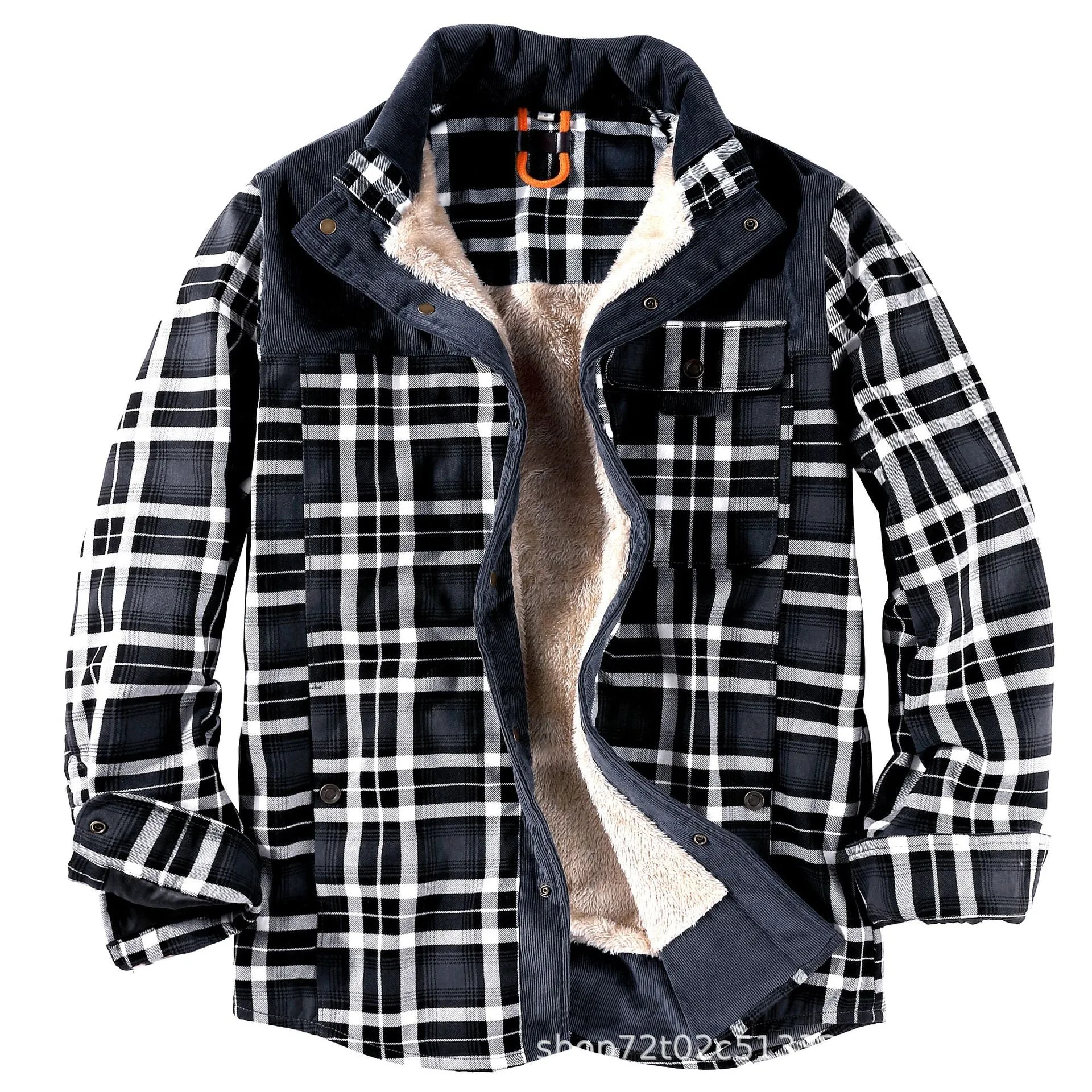 Men's  Winter Plaid Sherpa Lined Jacket