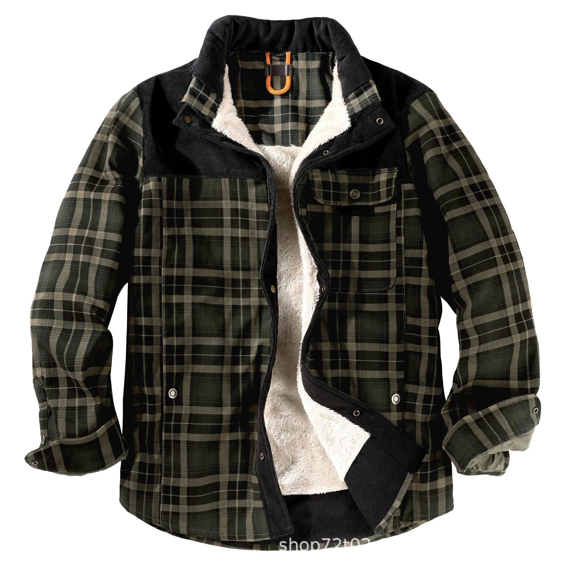 Men's  Winter Plaid Sherpa Lined Jacket