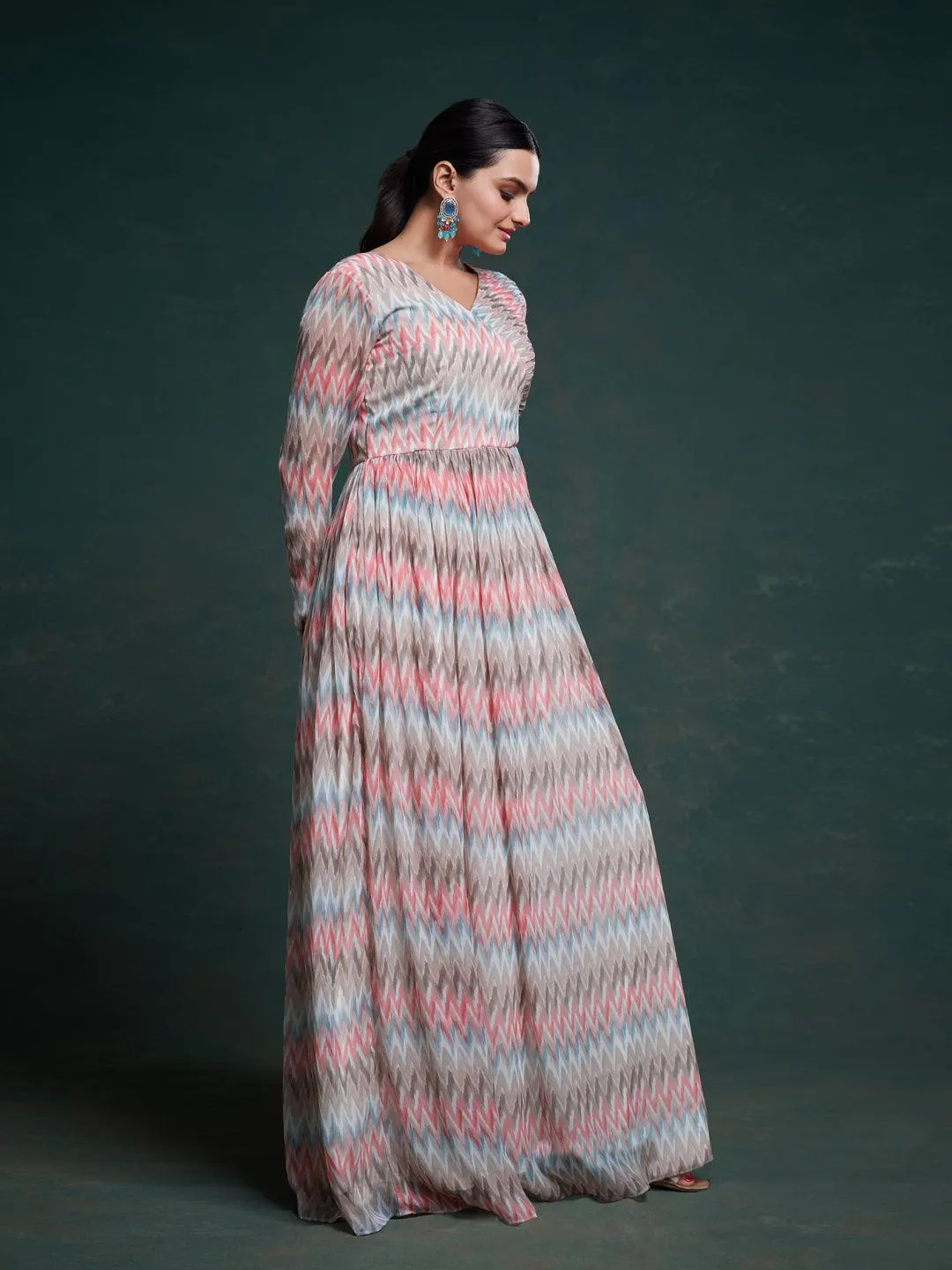 multi color chiffon ready-to-wear gown