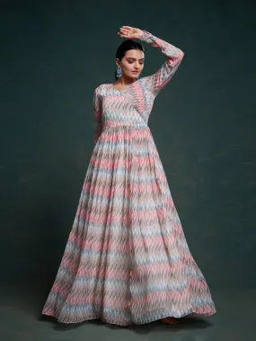 multi color chiffon ready-to-wear gown