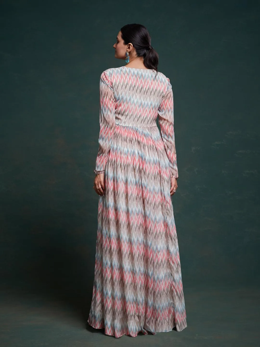 multi color chiffon ready-to-wear gown
