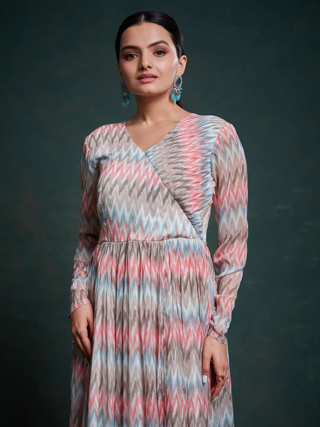 multi color chiffon ready-to-wear gown