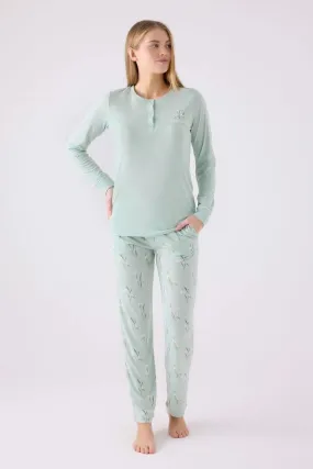 MXM Women Arnetta Women's Mint Green Floral Patterned Pajama Set - Caledon