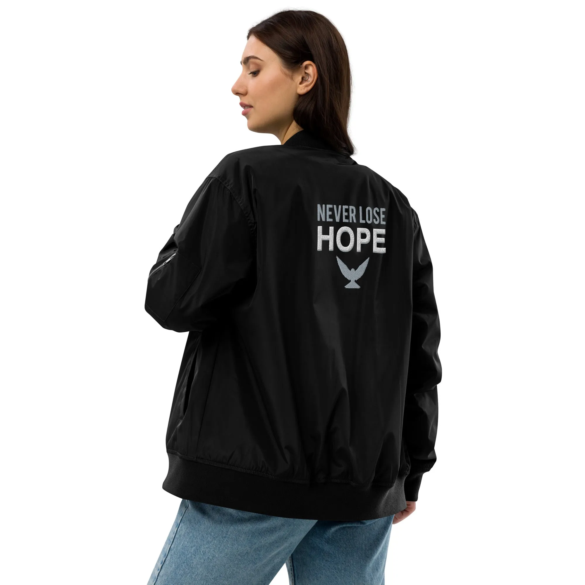 NEVER LOSE HOPE Premium Bomber Jacket - Black
