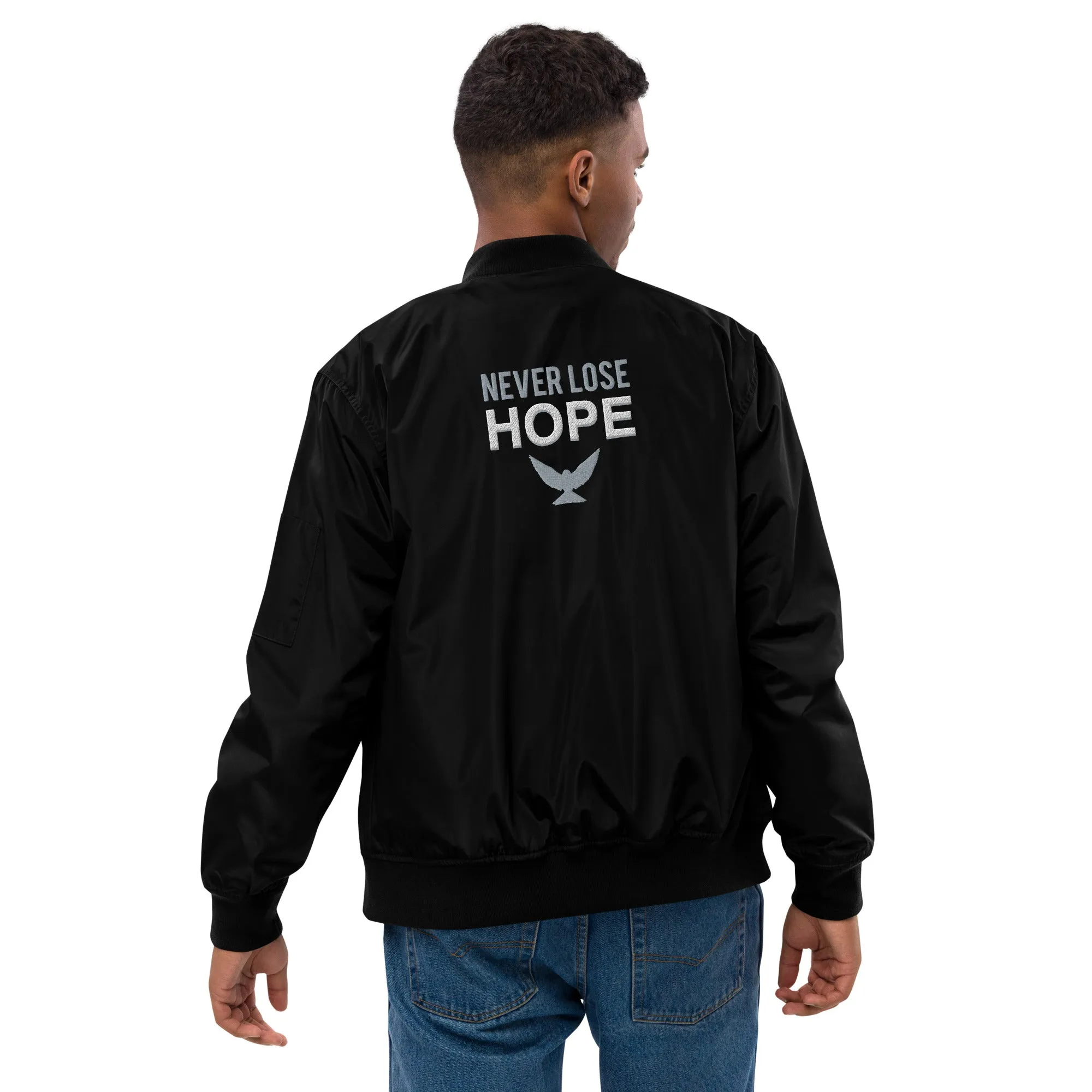 NEVER LOSE HOPE Premium Bomber Jacket - Black