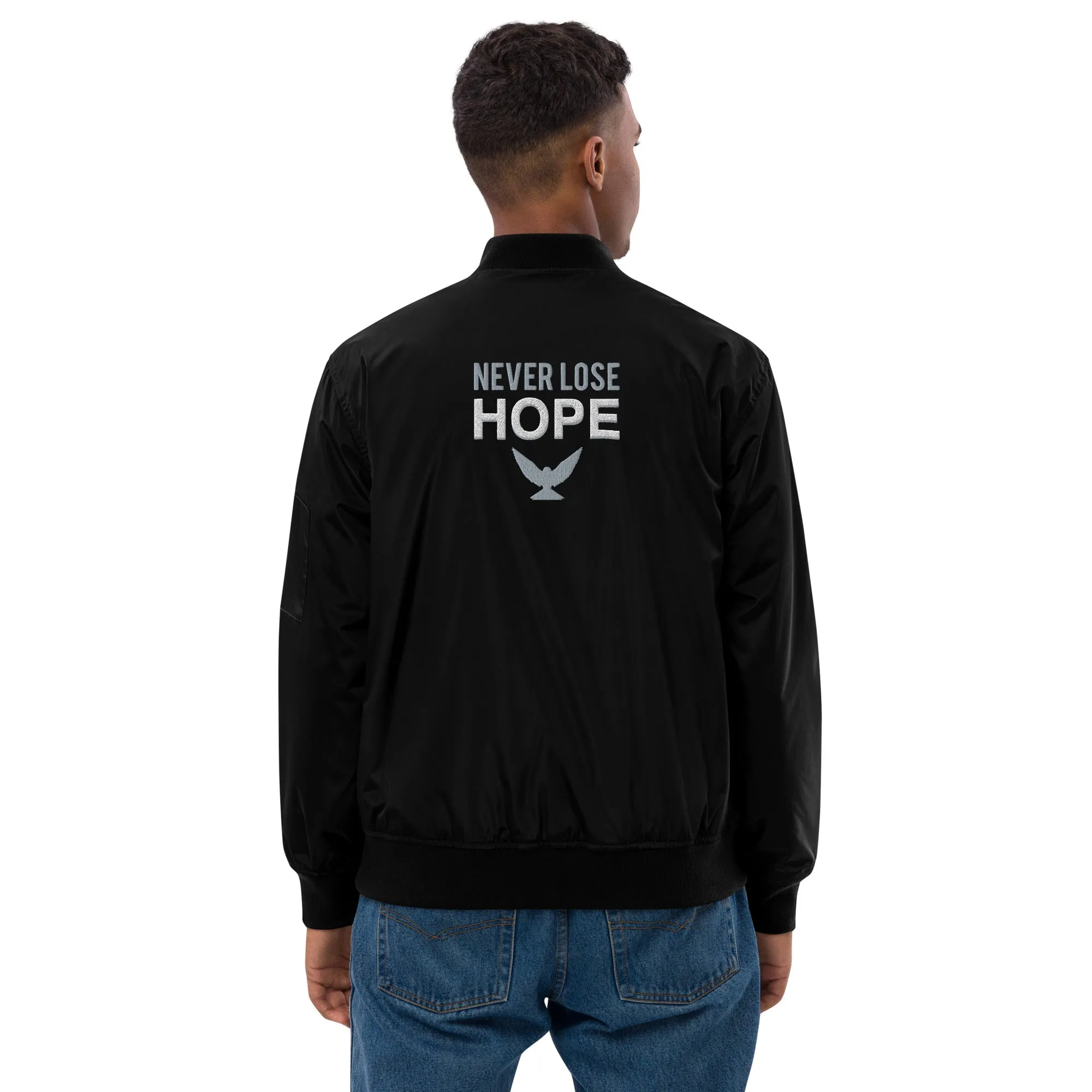 NEVER LOSE HOPE Premium Bomber Jacket - Black