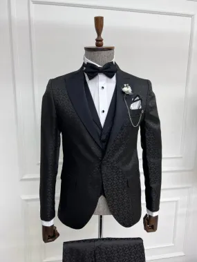 Noah Slim Fit Black Patterned Suit