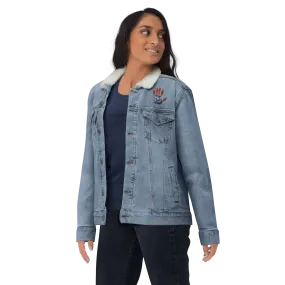 Patriotic Handprint Unisex Denim Sherpa Jacket
